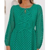 image:imageZESICA Womens Fall Cute Hollow Out Long Sleeve Mini DressesGreen