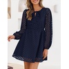 image:imageZESICA Womens Fall Cute Hollow Out Long Sleeve Mini DressesNavy