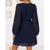 image:imageZESICA Womens Fall Cute Hollow Out Long Sleeve Mini DressesNavy