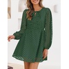 image:imageZESICA Womens Fall Cute Hollow Out Long Sleeve Mini DressesOlive
