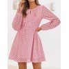 image:imageZESICA Womens Fall Cute Hollow Out Long Sleeve Mini DressesPink