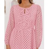 image:imageZESICA Womens Fall Cute Hollow Out Long Sleeve Mini DressesPink