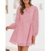 image:imageZESICA Womens Fall Cute Hollow Out Long Sleeve Mini DressesPink
