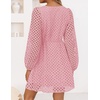 image:imageZESICA Womens Fall Cute Hollow Out Long Sleeve Mini DressesPink