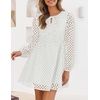 image:imageZESICA Womens Fall Cute Hollow Out Long Sleeve Mini DressesWhite