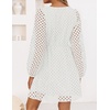 image:imageZESICA Womens Fall Cute Hollow Out Long Sleeve Mini DressesWhite
