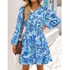 image:imageZESICA Womens Fall Floral Long Sleeve Wedding Guest Mini DressesBlue