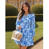 image:imageZESICA Womens Fall Floral Long Sleeve Wedding Guest Mini DressesBlue
