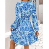 image:imageZESICA Womens Fall Floral Long Sleeve Wedding Guest Mini DressesBlue