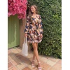 image:imageZESICA Womens Fall Floral Long Sleeve Wedding Guest Mini DressesBrown