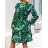 image:imageZESICA Womens Fall Floral Long Sleeve Wedding Guest Mini DressesDarkgreen