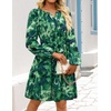 image:imageZESICA Womens Fall Floral Long Sleeve Wedding Guest Mini DressesDarkgreen