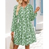 image:imageZESICA Womens Fall Floral Long Sleeve Wedding Guest Mini DressesGreen