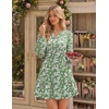 image:imageZESICA Womens Fall Floral Long Sleeve Wedding Guest Mini DressesGreen