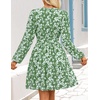 image:imageZESICA Womens Fall Floral Long Sleeve Wedding Guest Mini DressesGreen