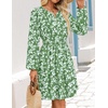 image:imageZESICA Womens Fall Floral Long Sleeve Wedding Guest Mini DressesGreen