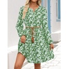 image:imageZESICA Womens Fall Floral Long Sleeve Wedding Guest Mini DressesGreen