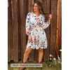 image:imageZESICA Womens Fall Floral Long Sleeve Wedding Guest Mini DressesIvory