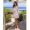 image:imageZESICA Womens Fall Floral Long Sleeve Wedding Guest Mini DressesIvory