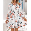 image:imageZESICA Womens Fall Floral Long Sleeve Wedding Guest Mini DressesIvory