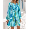 image:imageZESICA Womens Fall Floral Long Sleeve Wedding Guest Mini DressesLake