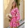 image:imageZESICA Womens Fall Floral Long Sleeve Wedding Guest Mini DressesRed