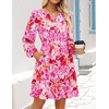 image:imageZESICA Womens Fall Floral Long Sleeve Wedding Guest Mini DressesRed