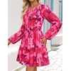 image:imageZESICA Womens Fall Floral Long Sleeve Wedding Guest Mini DressesRose