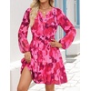 image:imageZESICA Womens Fall Floral Long Sleeve Wedding Guest Mini DressesRose