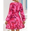 image:imageZESICA Womens Fall Floral Long Sleeve Wedding Guest Mini DressesRose