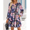 image:imageZESICA Womens Fall Floral Long Sleeve Wedding Guest Mini DressesRoyal