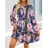 image:imageZESICA Womens Fall Floral Long Sleeve Wedding Guest Mini DressesRoyal