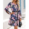 image:imageZESICA Womens Fall Floral Long Sleeve Wedding Guest Mini DressesRoyal