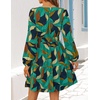image:imageZESICA Womens Fall Floral Long Sleeve Wedding Guest Mini DressesTurquoise