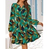 image:imageZESICA Womens Fall Floral Long Sleeve Wedding Guest Mini DressesTurquoise