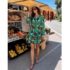image:imageZESICA Womens Fall Floral Long Sleeve Wedding Guest Mini DressesTurquoise