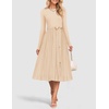 image:imageZESICA Womens Fall Long Sleeve Pleated Knit Sweater DressApricot