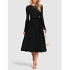 image:imageZESICA Womens Fall Long Sleeve Pleated Knit Sweater DressBlack