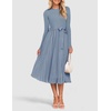 image:imageZESICA Womens Fall Long Sleeve Pleated Knit Sweater DressDusty Blue