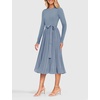 image:imageZESICA Womens Fall Long Sleeve Pleated Knit Sweater DressDusty Blue