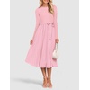 image:imageZESICA Womens Fall Long Sleeve Pleated Knit Sweater DressLight Pink