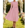 image:imageZESICA Womens Fall Long Sleeve Pleated Knit Sweater DressLight Pink
