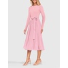 image:imageZESICA Womens Fall Long Sleeve Pleated Knit Sweater DressLight Pink