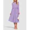 image:imageZESICA Womens Fall Long Sleeve Pleated Knit Sweater DressPurple