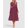 image:imageZESICA Womens Fall Long Sleeve Pleated Knit Sweater DressPurple Red