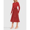 image:imageZESICA Womens Fall Long Sleeve Pleated Knit Sweater DressRed