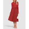 image:imageZESICA Womens Fall Long Sleeve Pleated Knit Sweater DressRed