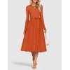 image:imageZESICA Womens Fall Long Sleeve Pleated Knit Sweater DressRust