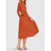 image:imageZESICA Womens Fall Long Sleeve Pleated Knit Sweater DressRust