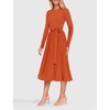 image:imageZESICA Womens Fall Long Sleeve Pleated Knit Sweater DressRust